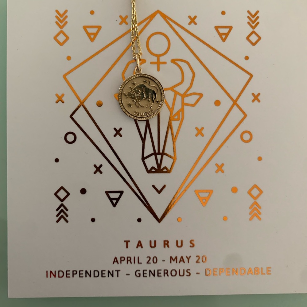 SOLID 14K Gild Taurus Necklace
